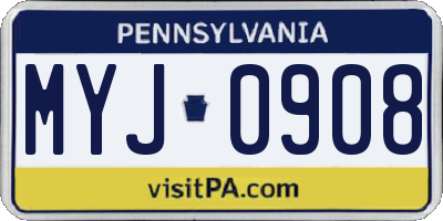 PA license plate MYJ0908