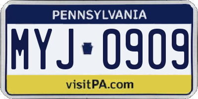 PA license plate MYJ0909