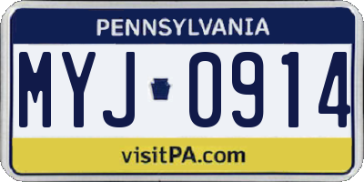 PA license plate MYJ0914