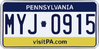 PA license plate MYJ0915