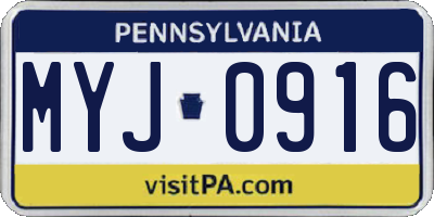 PA license plate MYJ0916
