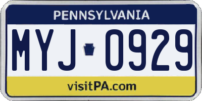 PA license plate MYJ0929