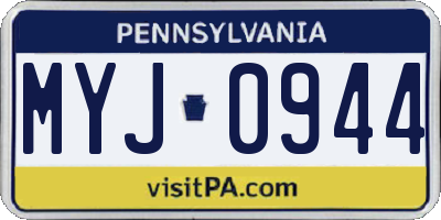 PA license plate MYJ0944