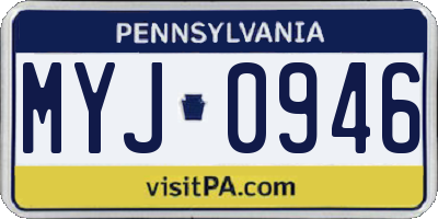 PA license plate MYJ0946