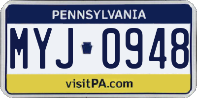 PA license plate MYJ0948