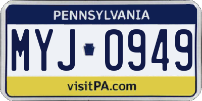 PA license plate MYJ0949