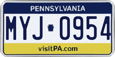 PA license plate MYJ0954