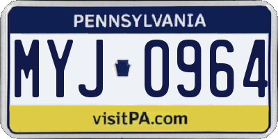 PA license plate MYJ0964