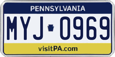 PA license plate MYJ0969