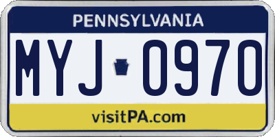 PA license plate MYJ0970