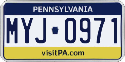 PA license plate MYJ0971