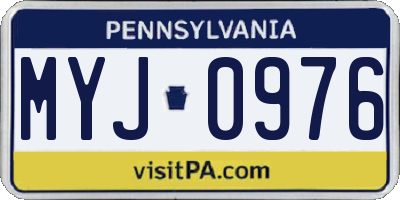 PA license plate MYJ0976