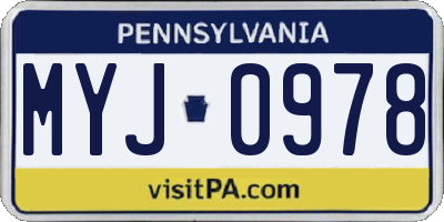 PA license plate MYJ0978