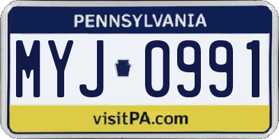 PA license plate MYJ0991