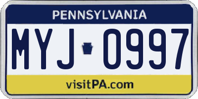 PA license plate MYJ0997
