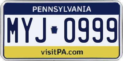PA license plate MYJ0999