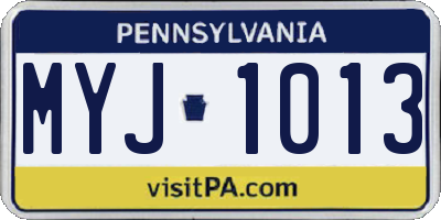 PA license plate MYJ1013