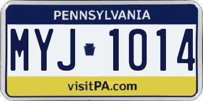PA license plate MYJ1014