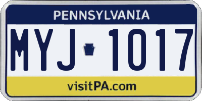 PA license plate MYJ1017