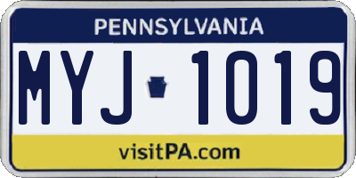 PA license plate MYJ1019