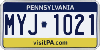 PA license plate MYJ1021