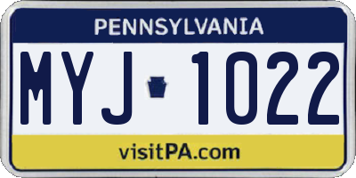 PA license plate MYJ1022