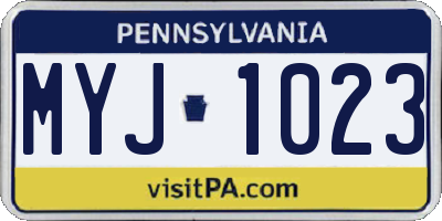 PA license plate MYJ1023