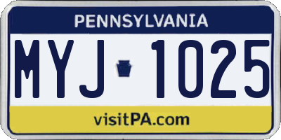 PA license plate MYJ1025