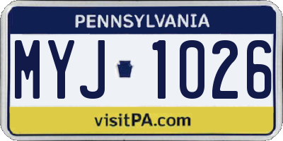 PA license plate MYJ1026