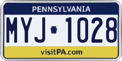 PA license plate MYJ1028