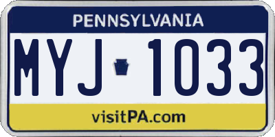 PA license plate MYJ1033