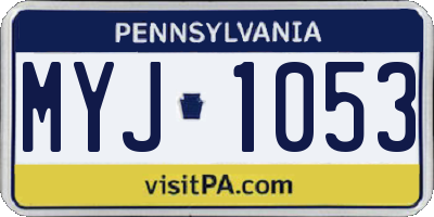 PA license plate MYJ1053