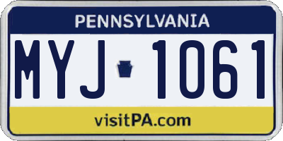 PA license plate MYJ1061