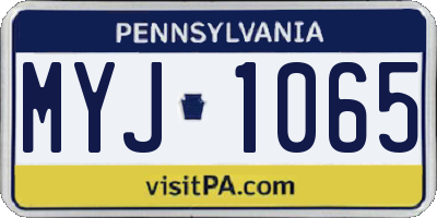 PA license plate MYJ1065