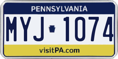 PA license plate MYJ1074