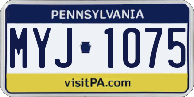 PA license plate MYJ1075