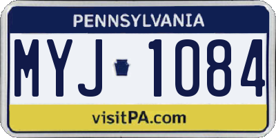 PA license plate MYJ1084