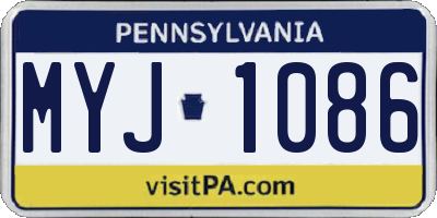 PA license plate MYJ1086