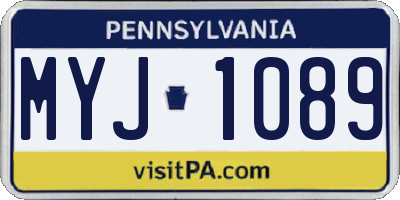 PA license plate MYJ1089