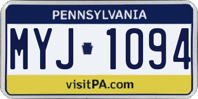 PA license plate MYJ1094