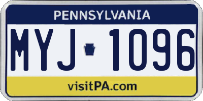 PA license plate MYJ1096