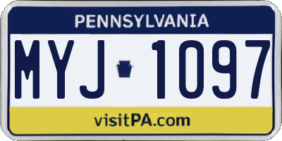 PA license plate MYJ1097