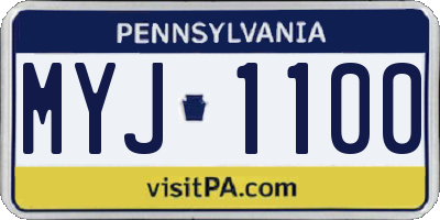 PA license plate MYJ1100