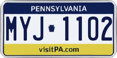 PA license plate MYJ1102