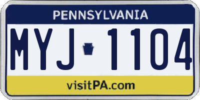 PA license plate MYJ1104