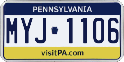 PA license plate MYJ1106