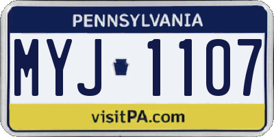 PA license plate MYJ1107