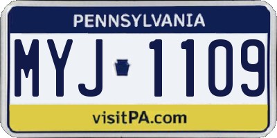 PA license plate MYJ1109