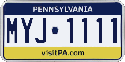 PA license plate MYJ1111