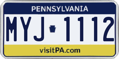 PA license plate MYJ1112